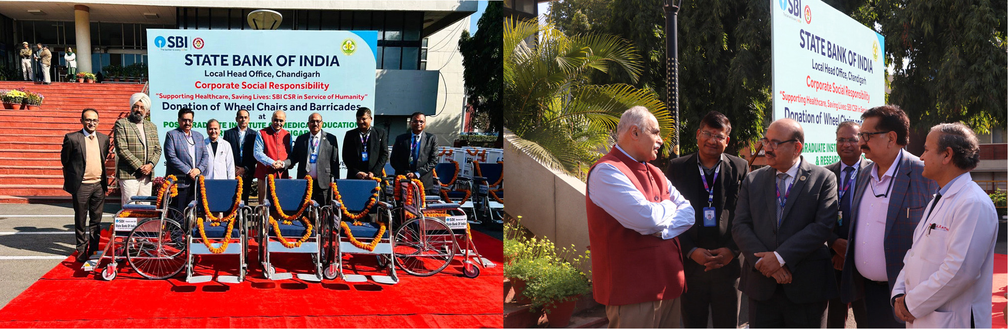 SBI Donates Wheelchairs and Barricades to PGIMER to Enhance Patient Care